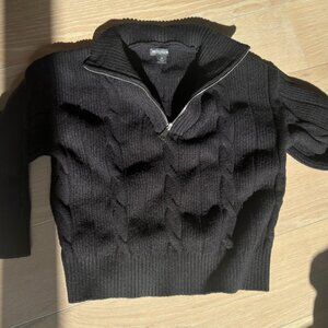 Black Cable Knit Quarterzip